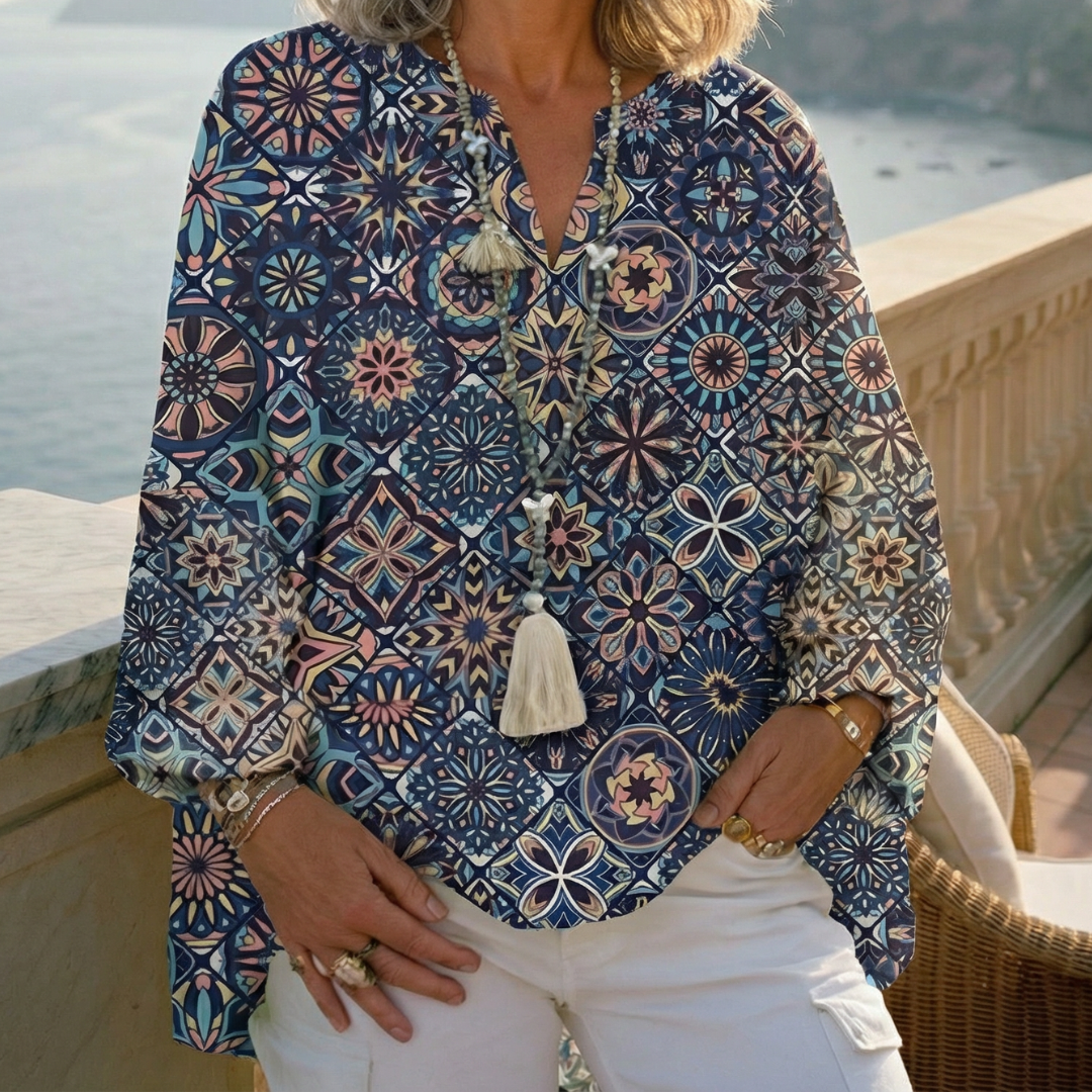 ELARIS™ | Plus-Size Oversized V-Neck Long-Sleeve Blouse