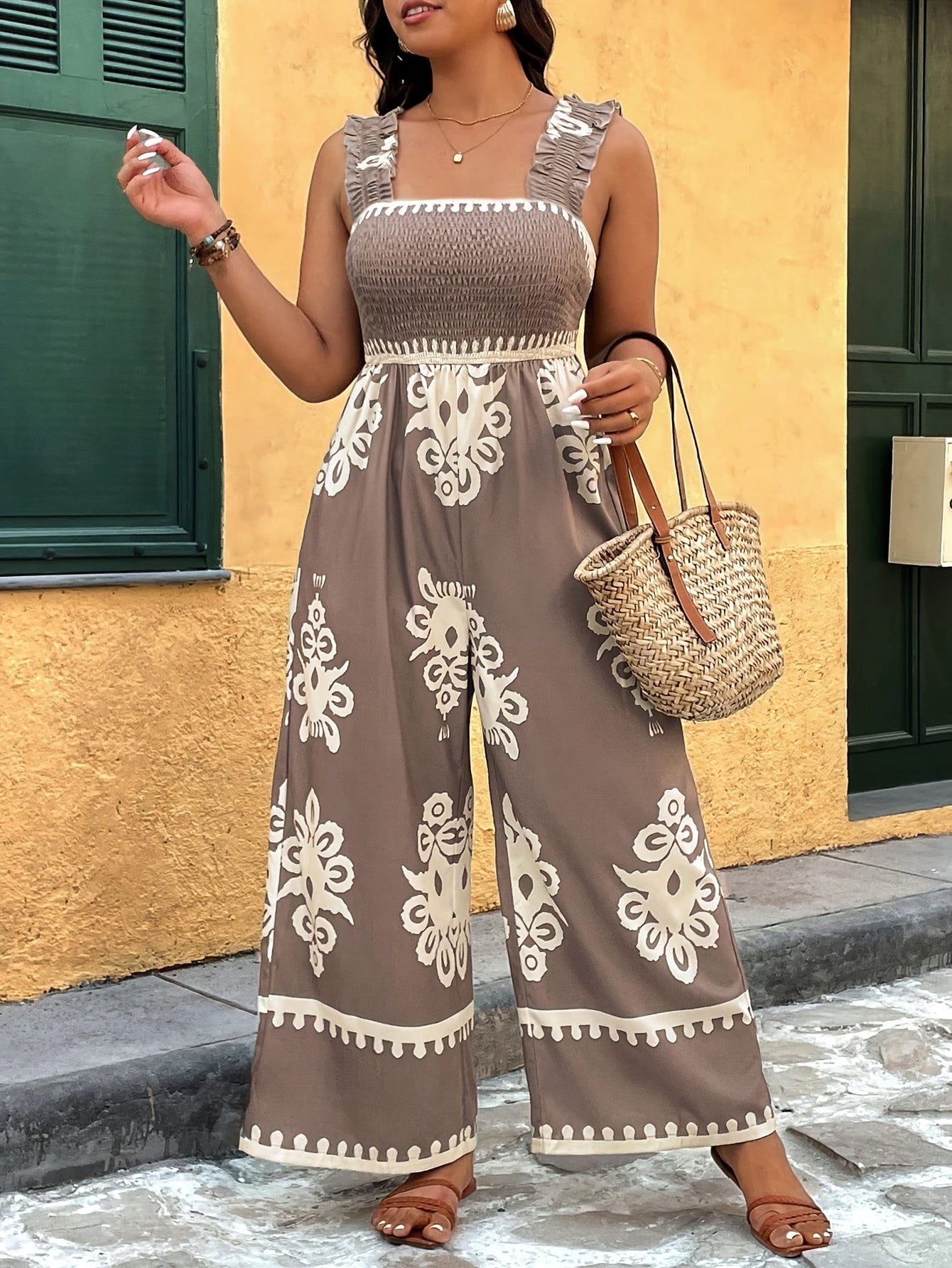 FLORA™ | Plus-Size Floral Sleeveless Wide-Leg Jumpsuit