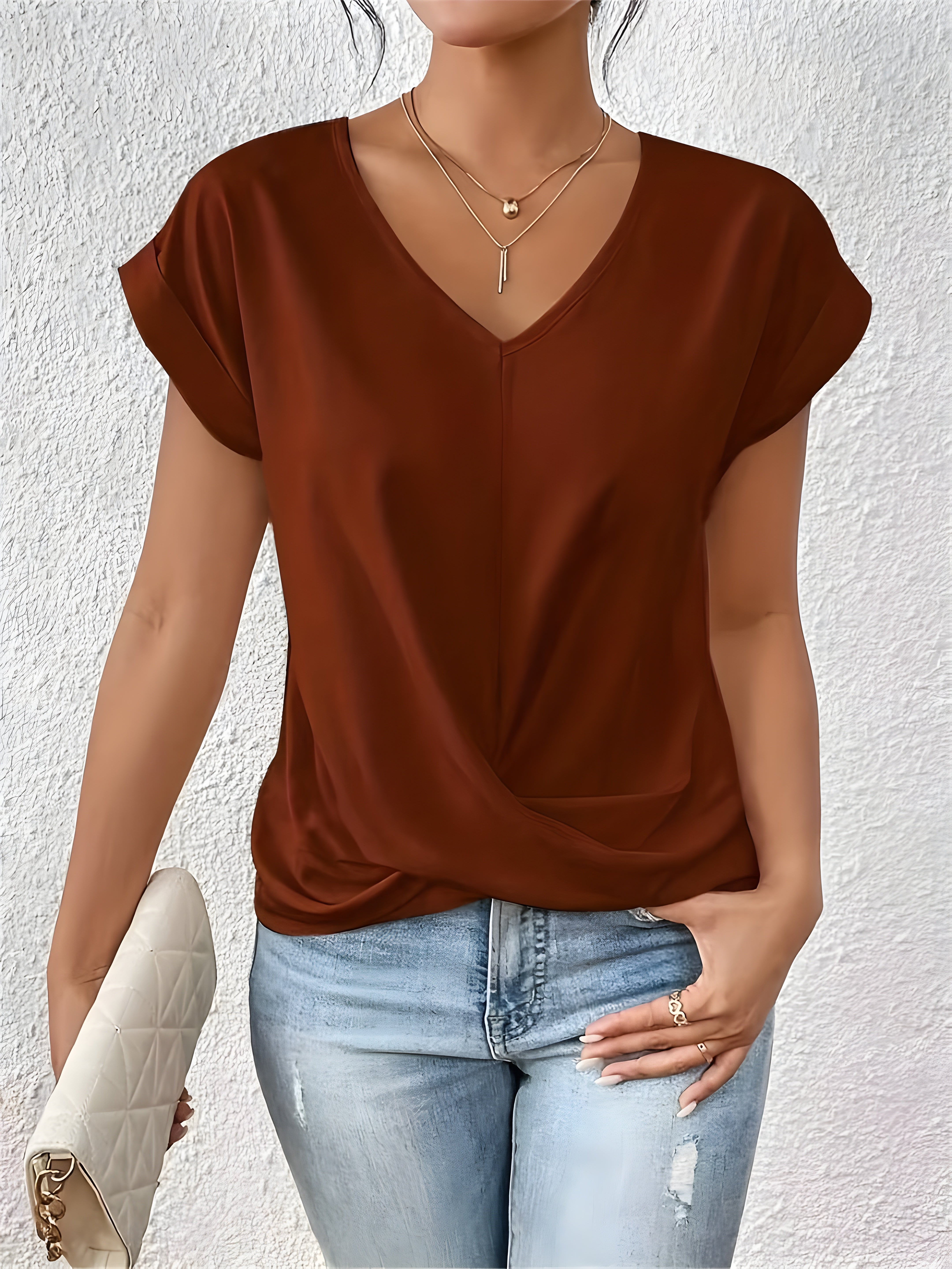 Kathrina | Elegant Twist-Front V-Neck Top