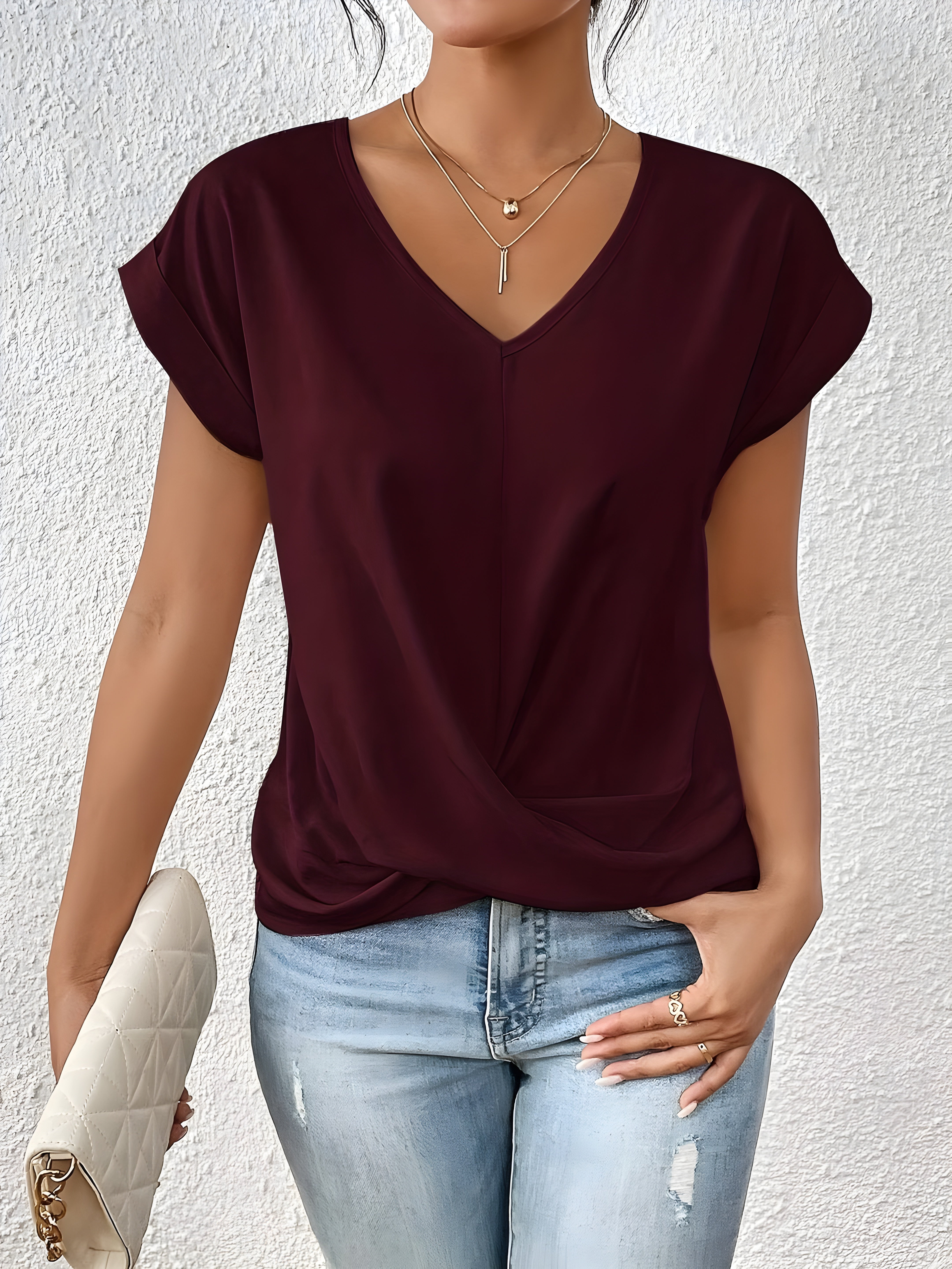 Kathrina | Elegant Twist-Front V-Neck Top
