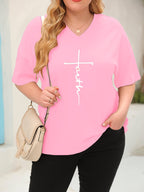 SERENA™ | Plus‑Size Casual V‑Neck Faith Tee