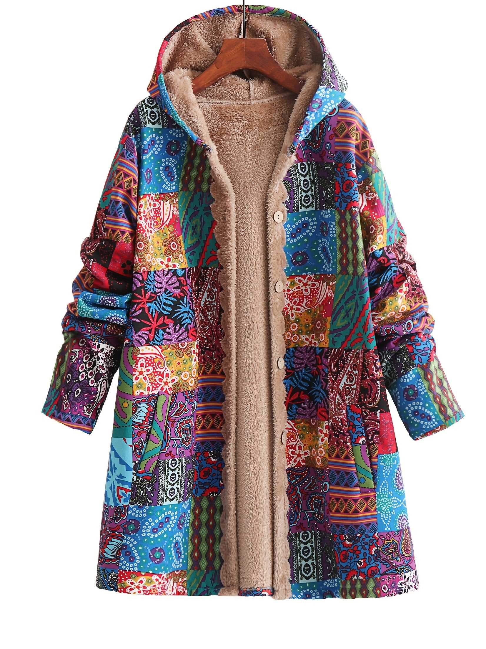 ESMÉLLE™ | Paisley Floral Fleece-Lined Hooded Coat