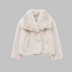 WEENA™ - Classy Long Sleeve Collared Fuzzy Coat