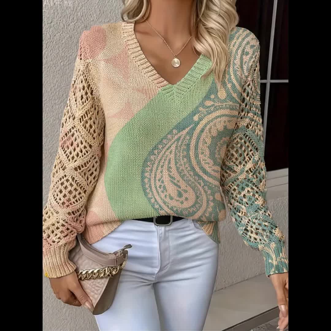 LIVIA™ | Floral V-Neck All-Season Pullover Top
