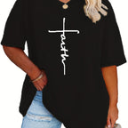 SERENA™ | Plus‑Size Casual V‑Neck Faith Tee
