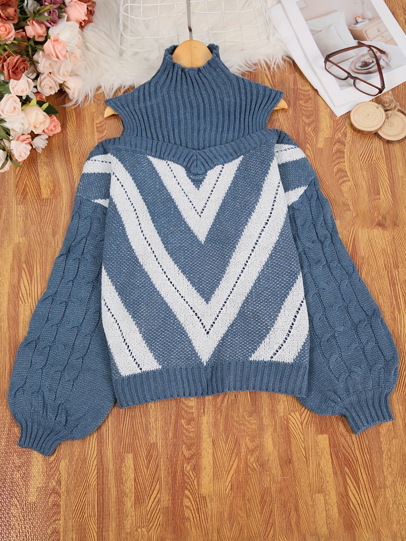 ELISE™ | Plus-Size Off-Shoulder Cable Knit Sweater
