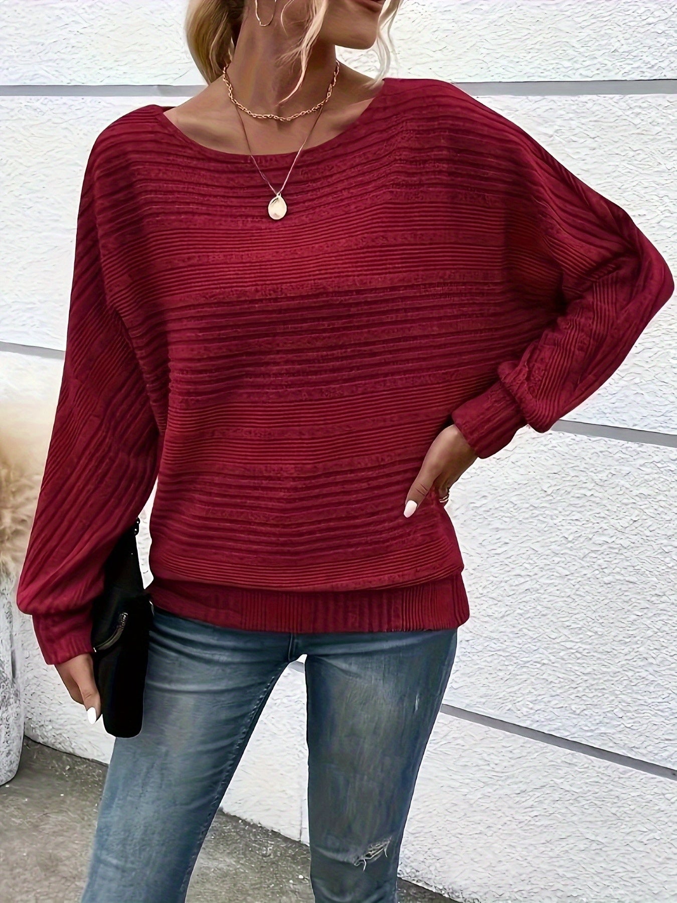 LUCINDA™ | Casual Ribbed Batwing Sleeve Sweater