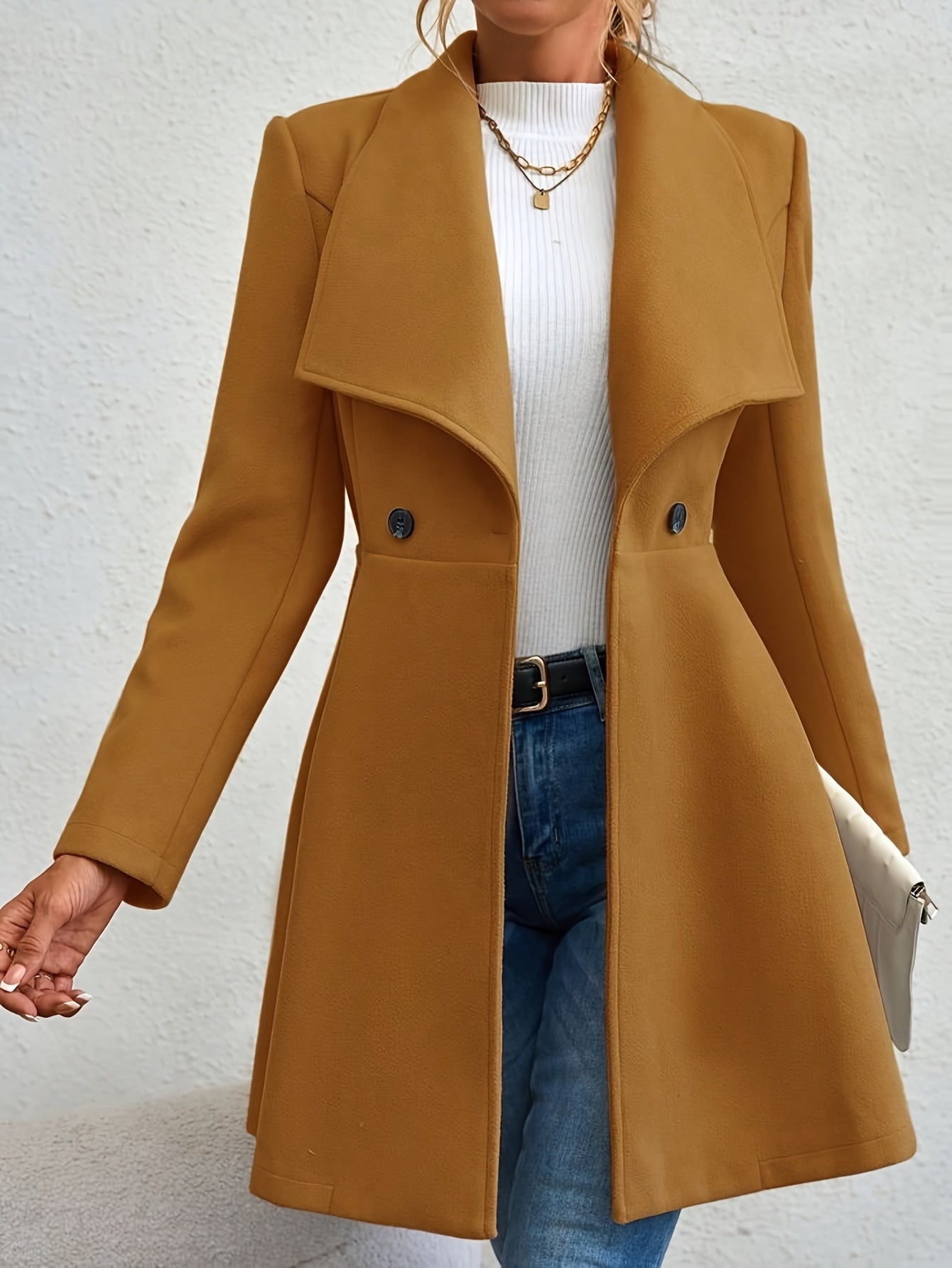 AURELIA™ | Elegant Double-Breasted Khaki Trench Coat