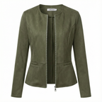 ADELE™ | Casual Zip-Up Round-Neck Leather Jacket