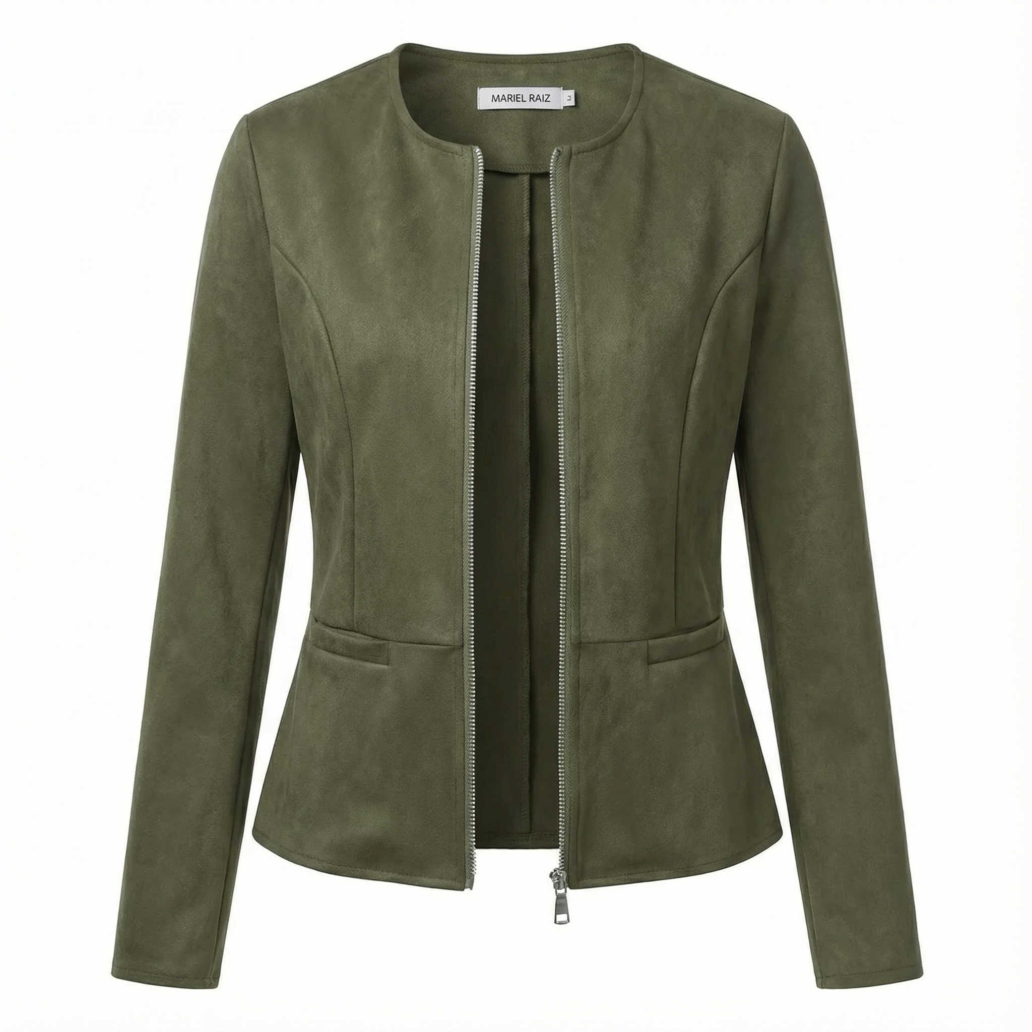 ADELE™ | Casual Zip-Up Round-Neck Leather Jacket