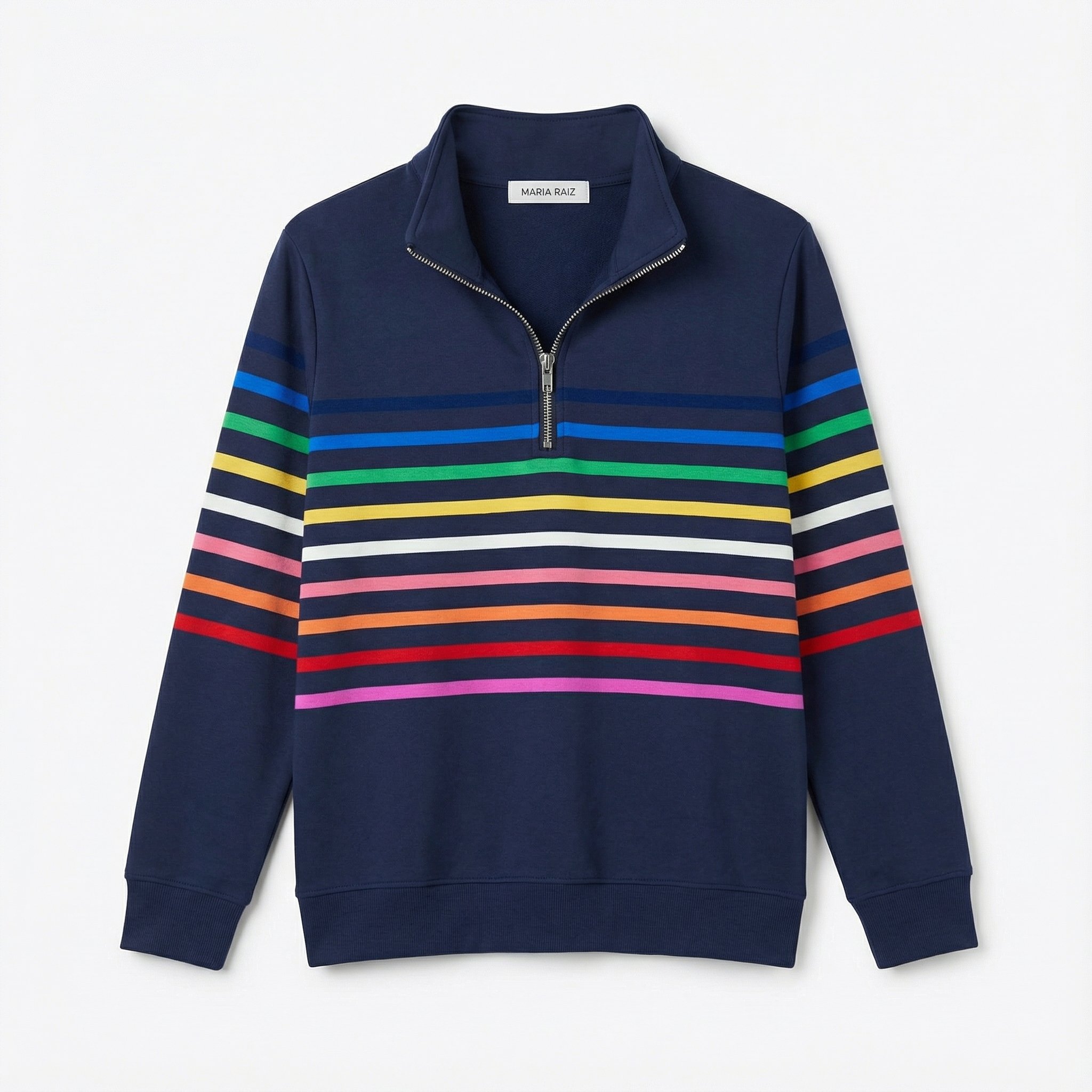 Vienna | Rainbow Striped Zip Sweatshirt