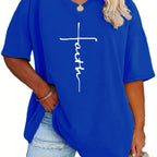 SERENA™ | Plus‑Size Casual V‑Neck Faith Tee