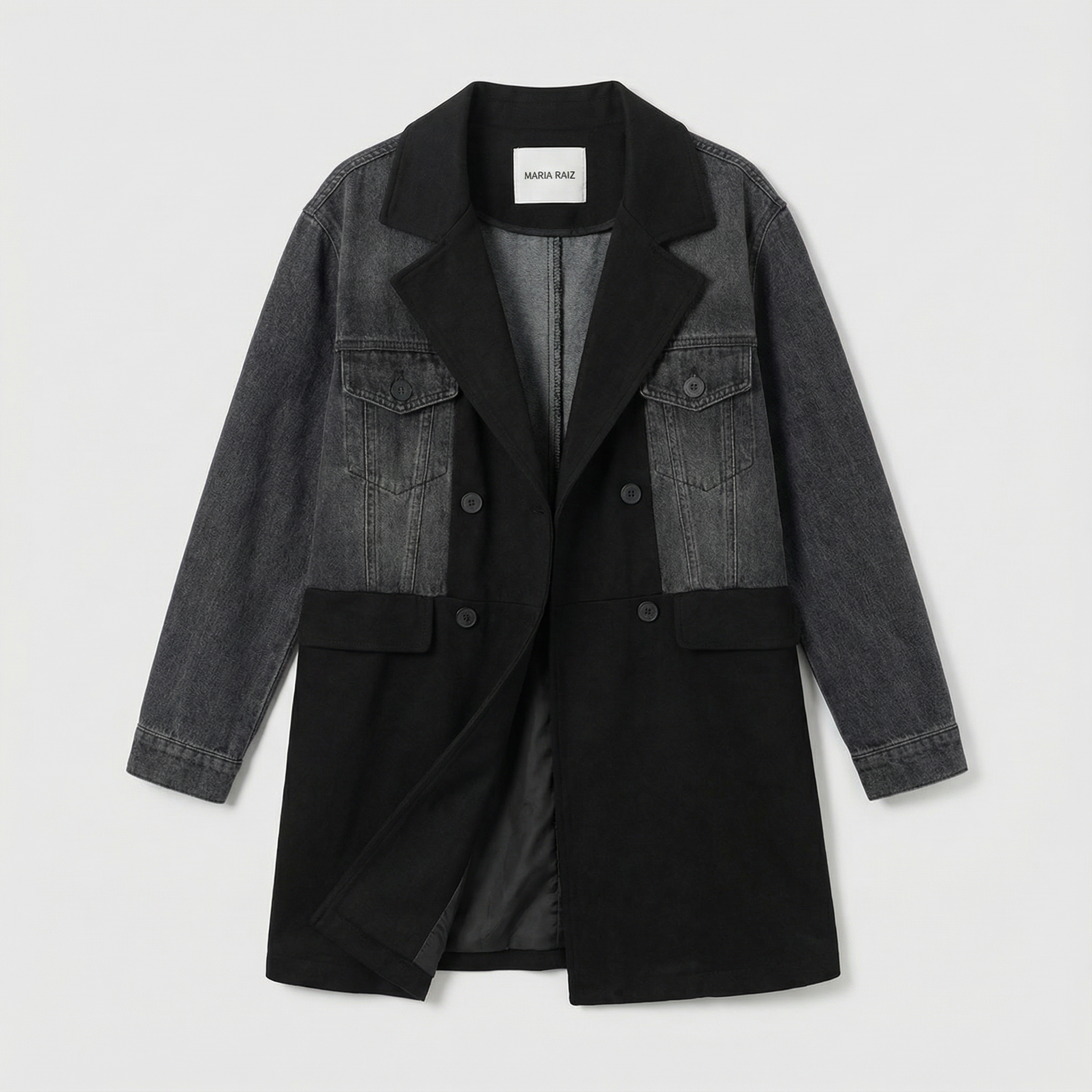 ELORA™ - Two-Tone Denim Trench