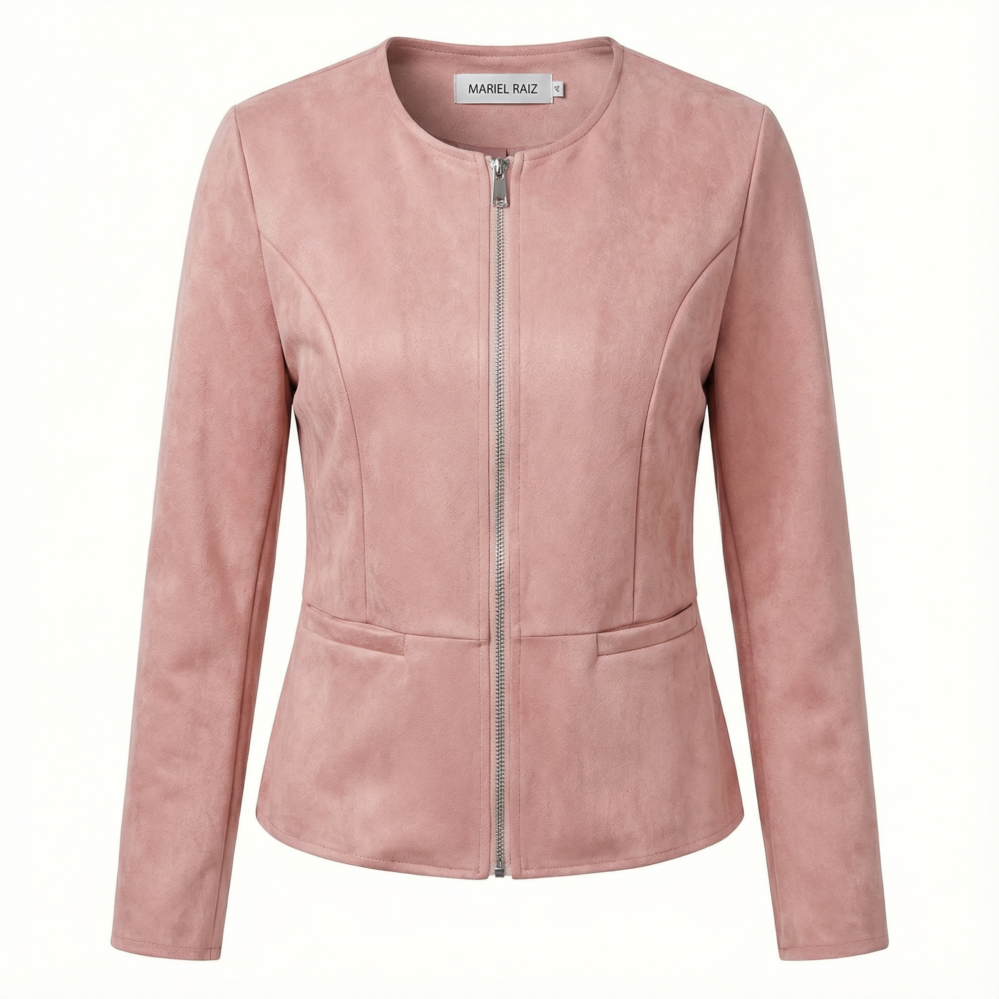 ADELE™ | Casual Zip-Up Round-Neck Leather Jacket