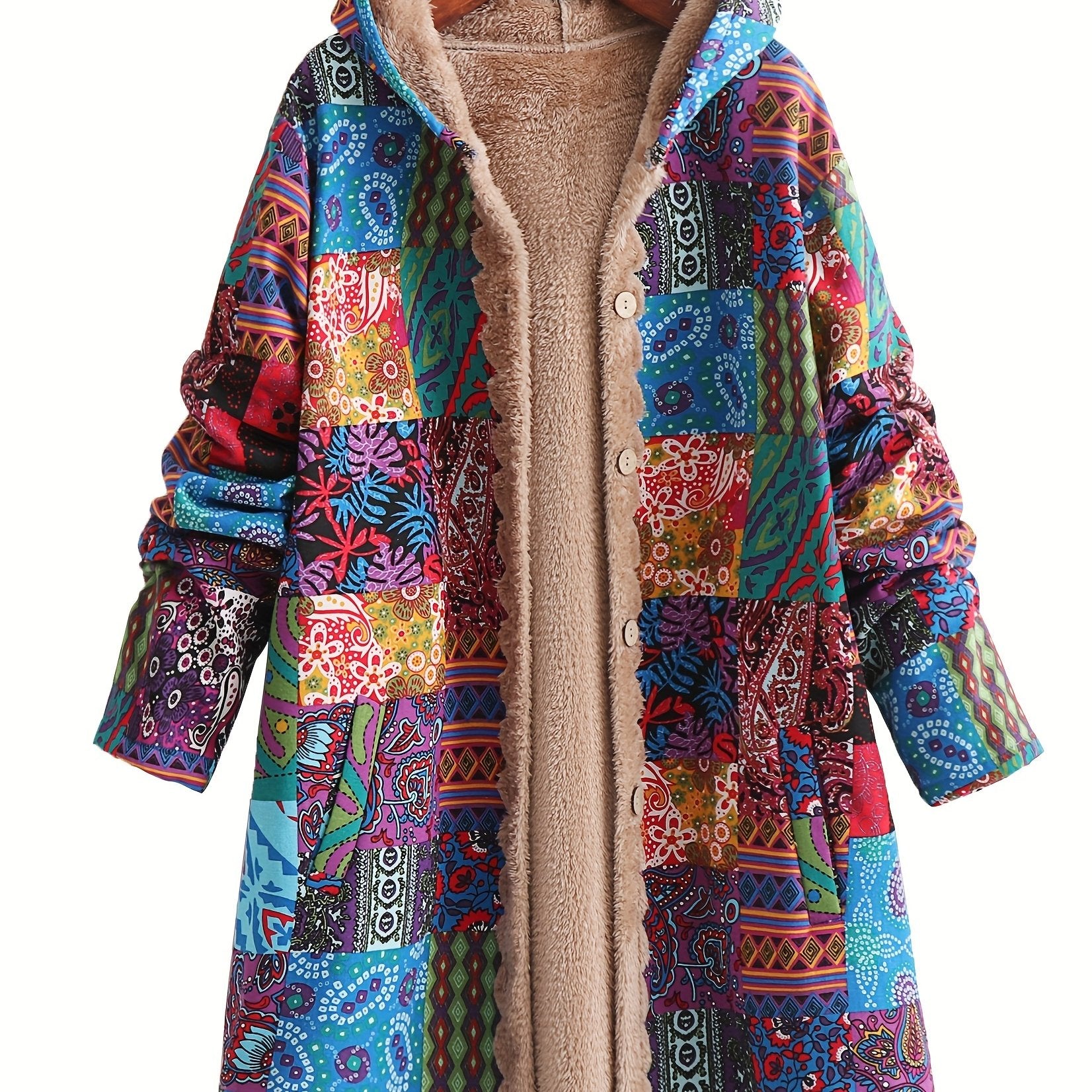 ESMÉLLE™ | Paisley Floral Fleece-Lined Hooded Coat