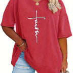 SERENA™ | Plus‑Size Casual V‑Neck Faith Tee