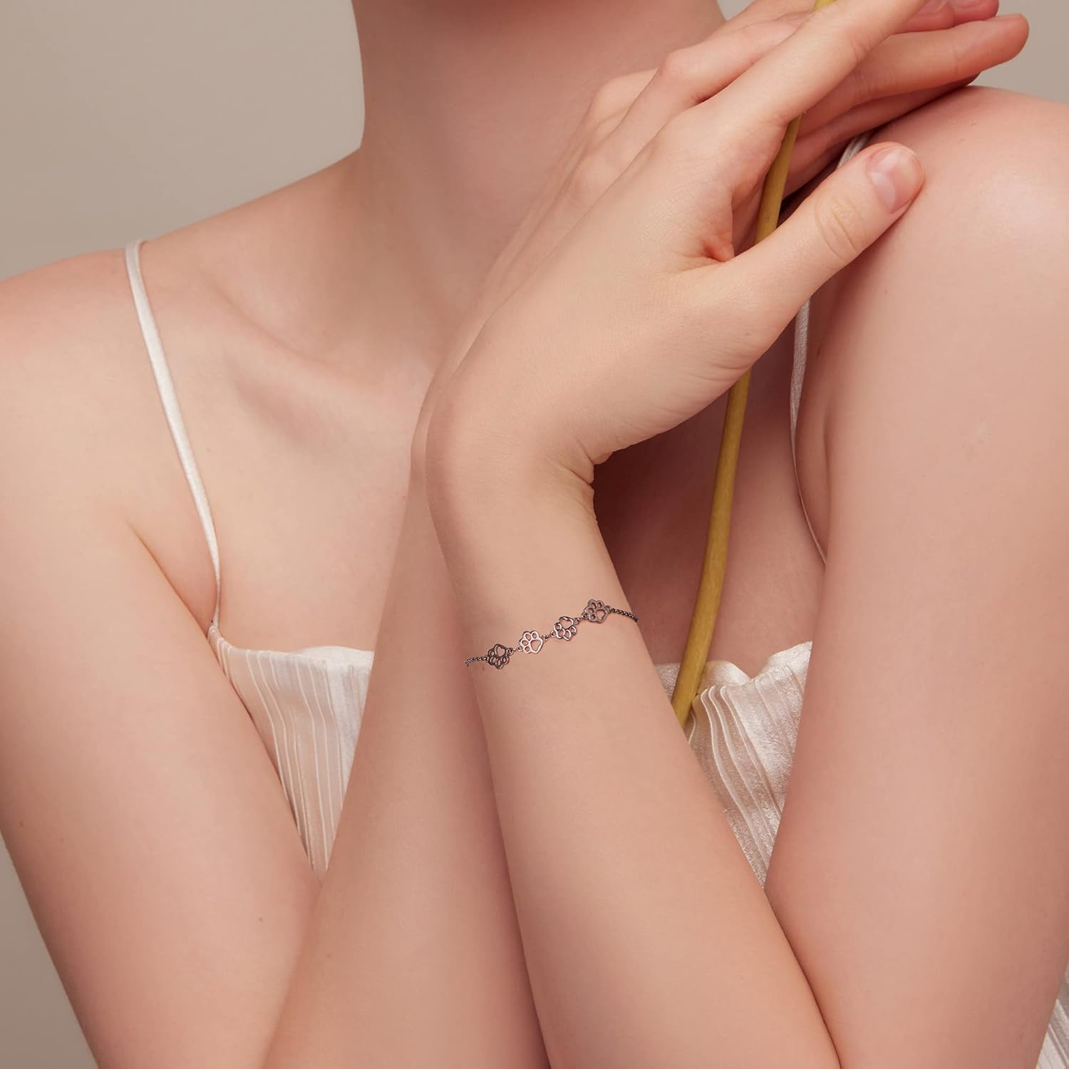 Sterling Silver Paw Print Bracelet – Adjustable Fit