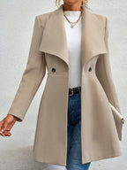 AURELIA™ | Elegant Double-Breasted Khaki Trench Coat