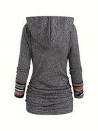 MARISSA™ | Printed Patchwork Hoodie with Button Detail