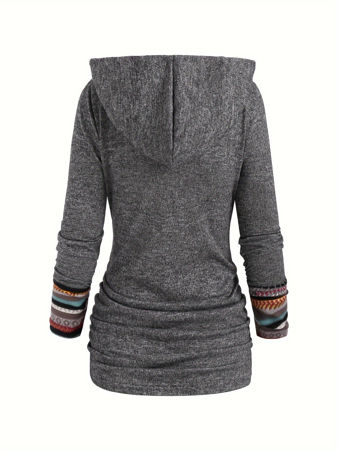 MARISSA™ | Printed Patchwork Hoodie with Button Detail