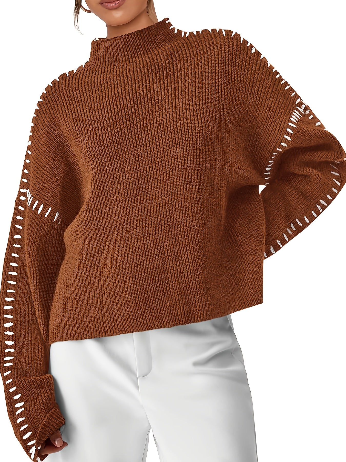 CELINE™ | Chunky High‑Neck Colorblock Winter Sweater