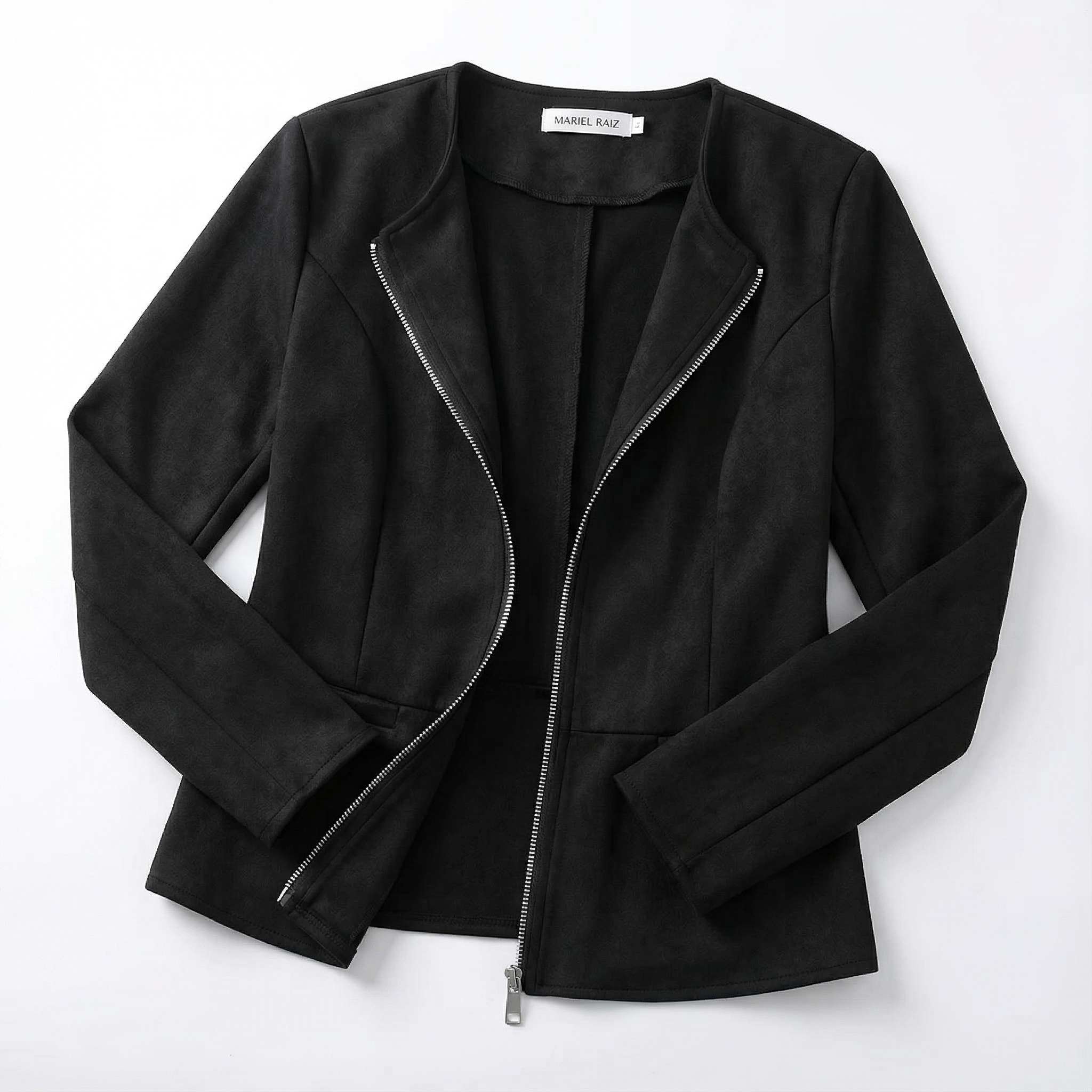 ADELE™ | Casual Zip-Up Round-Neck Leather Jacket