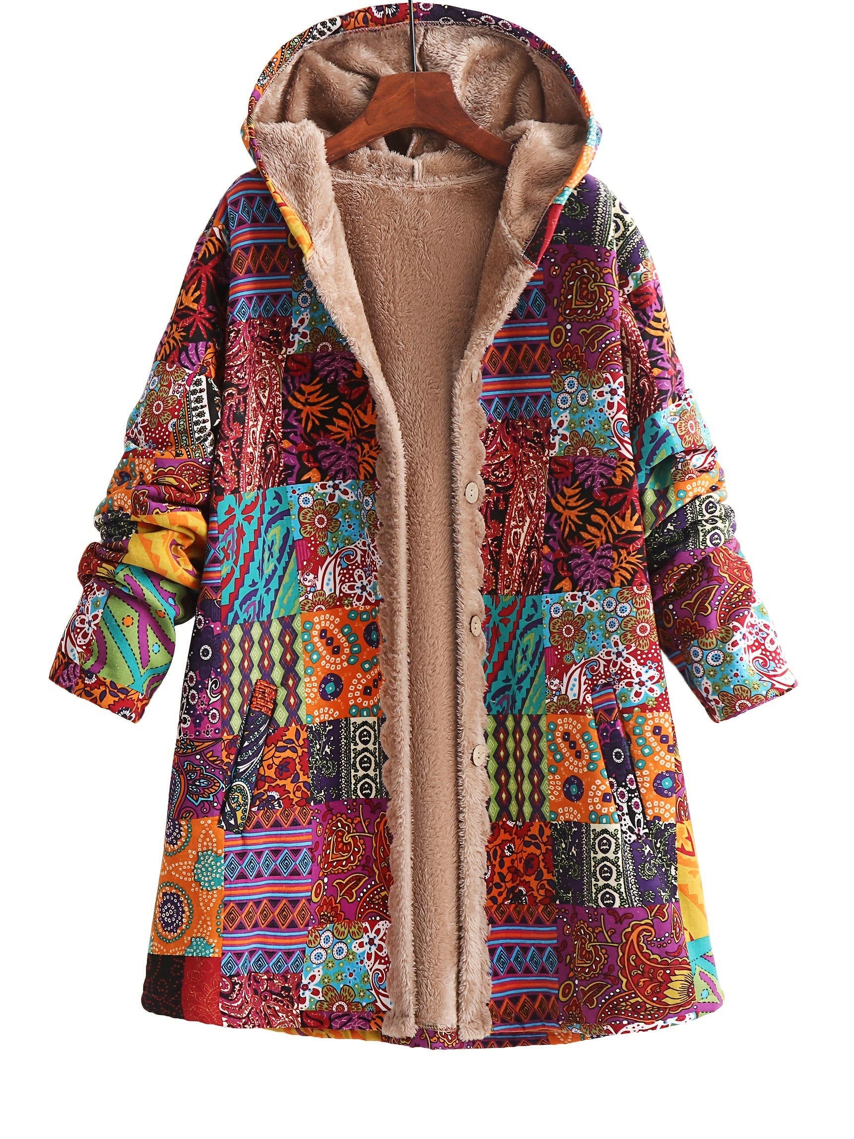 ESMÉLLE™ | Paisley Floral Fleece-Lined Hooded Coat