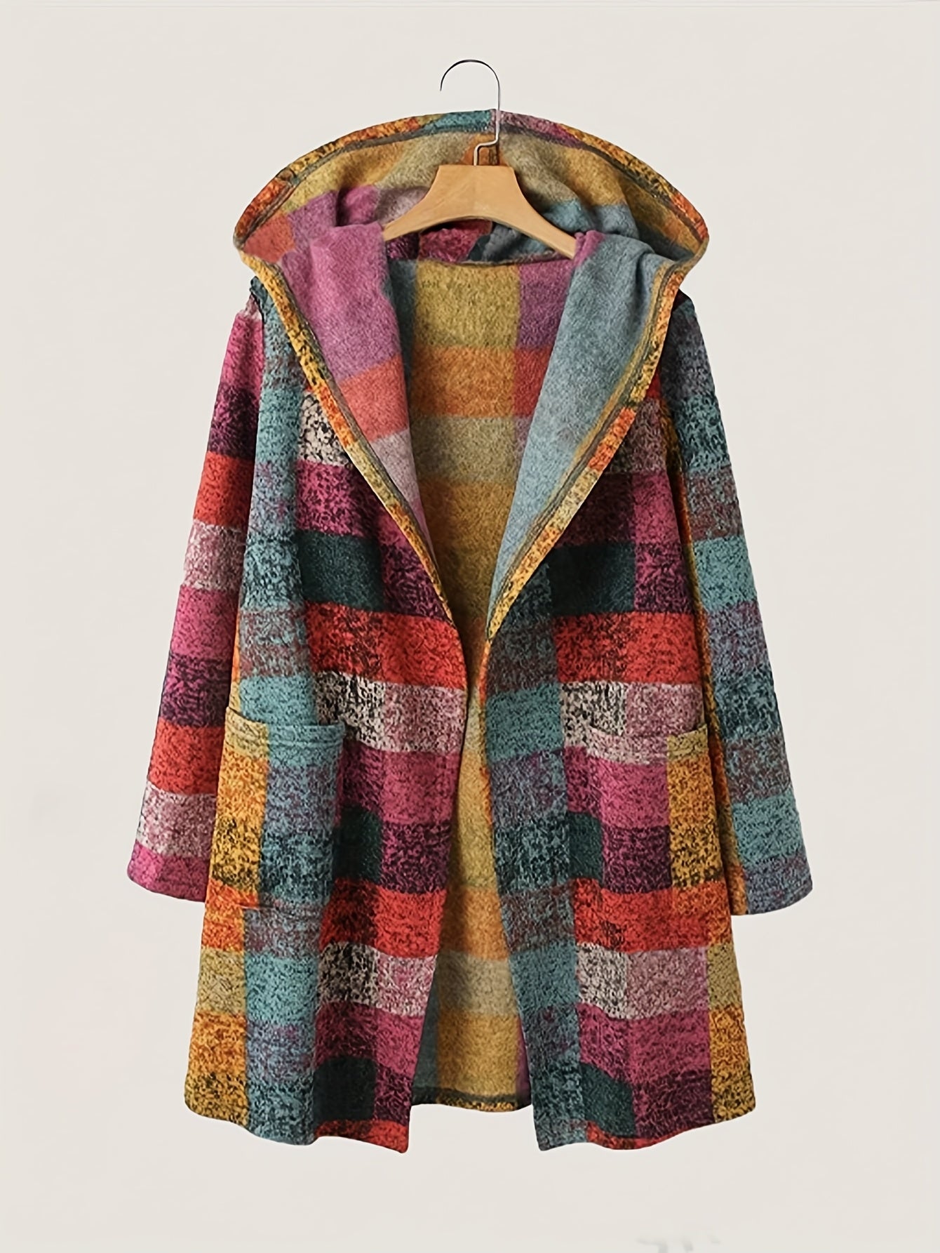 BRIARLYN™ | Colorblock Plaid Hooded Coat