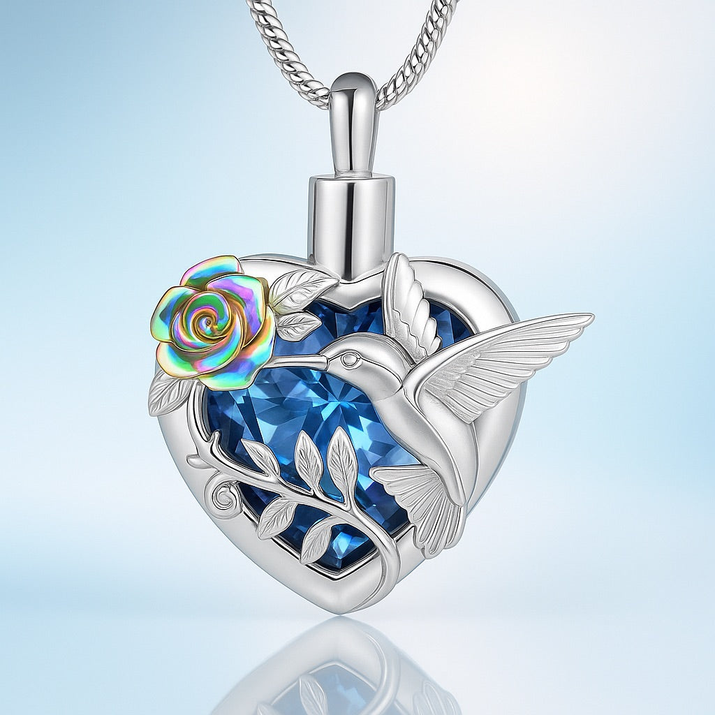 Hummingbird Heart Urn Necklace