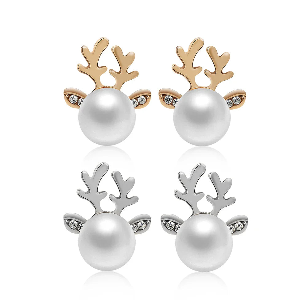 Christmas Reindeer Pearl Earrings