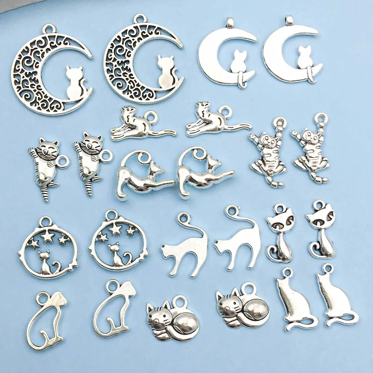 Vintage Silver Cat Charms Collection