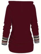 MARISSA™ | Printed Patchwork Hoodie with Button Detail