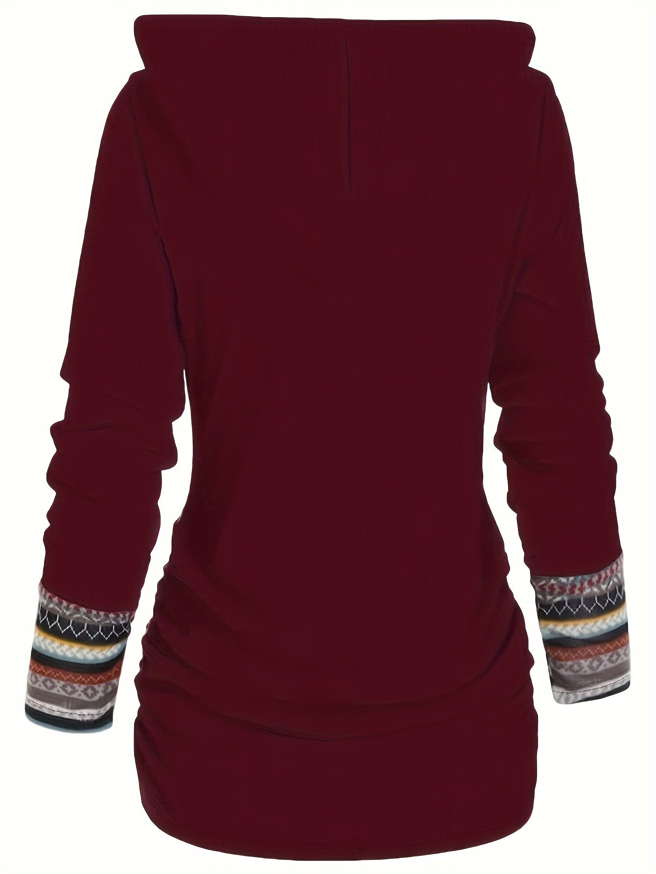 MARISSA™ | Printed Patchwork Hoodie with Button Detail