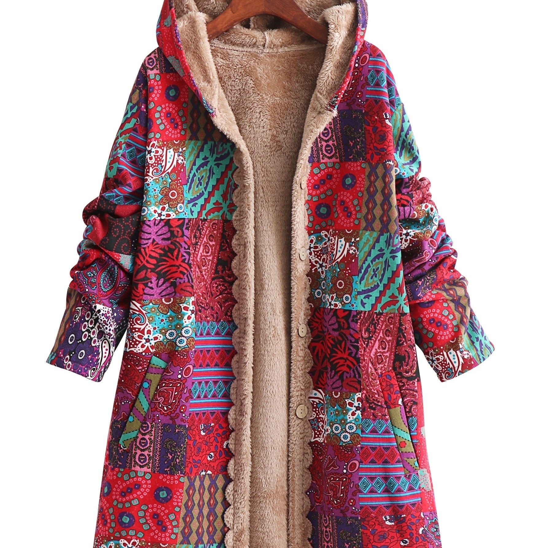 ESMÉLLE™ | Paisley Floral Fleece-Lined Hooded Coat