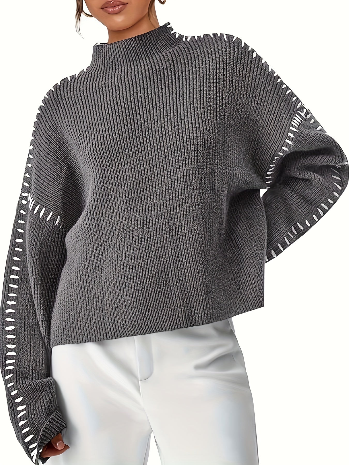 CELINE™ | Chunky High‑Neck Colorblock Winter Sweater