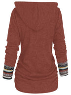 MARISSA™ | Printed Patchwork Hoodie with Button Detail