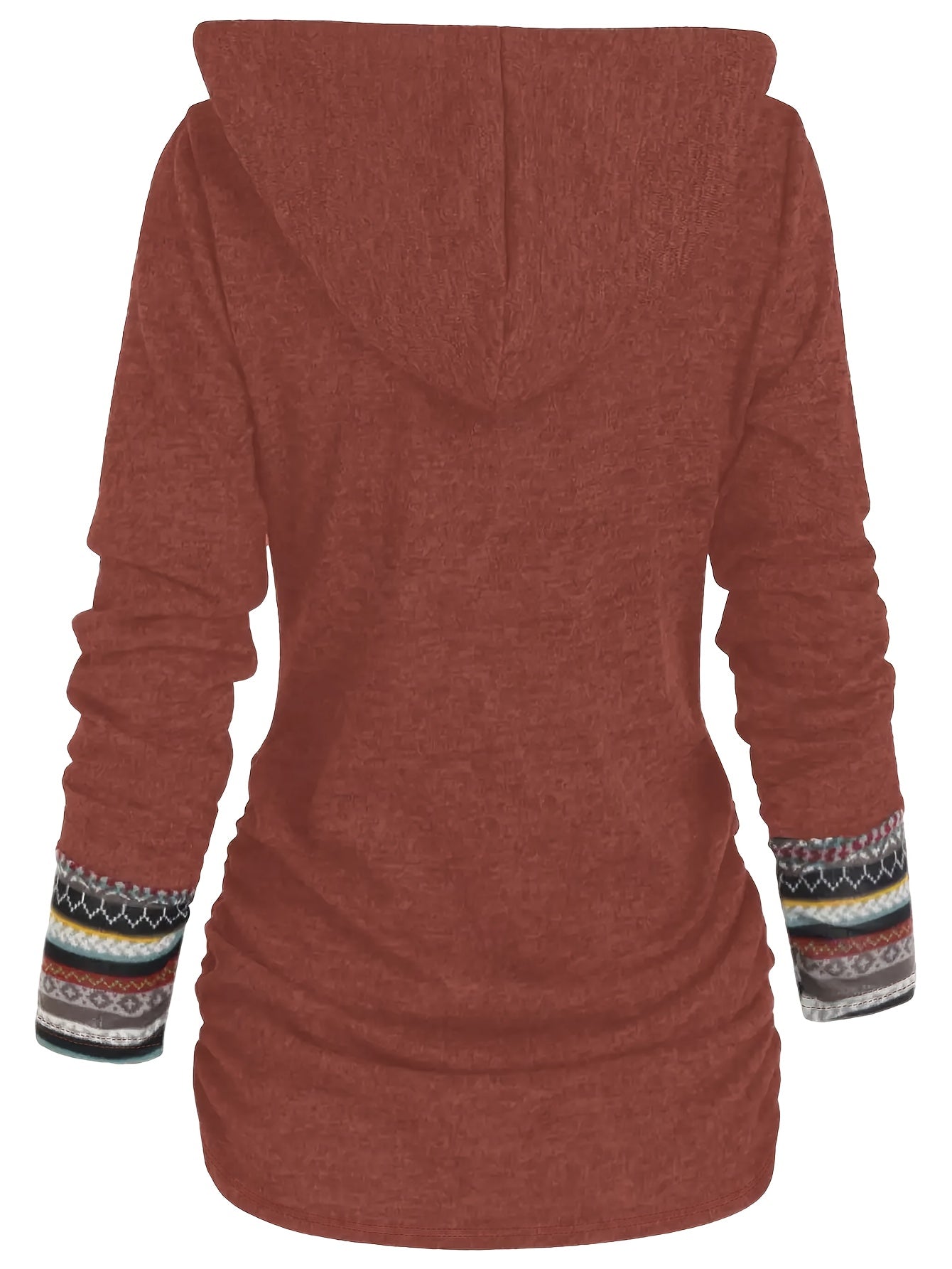 MARISSA™ | Printed Patchwork Hoodie with Button Detail