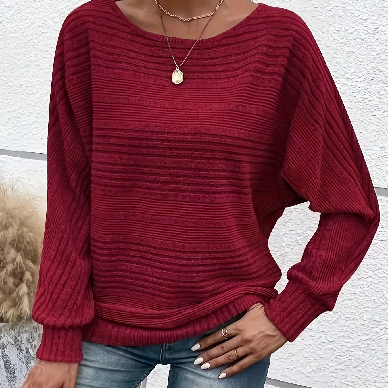 LUCINDA™ | Casual Ribbed Batwing Sleeve Sweater